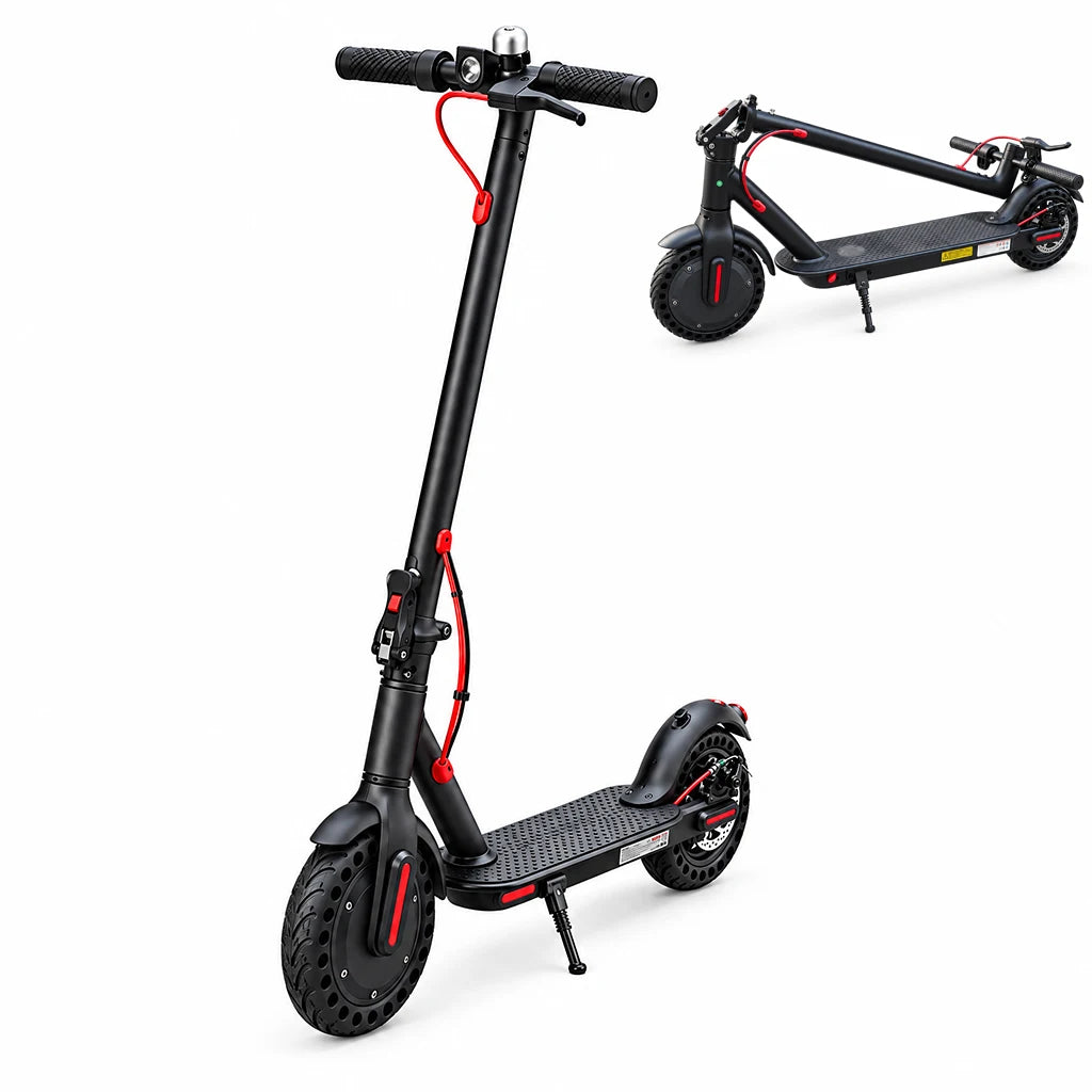 Portable Folding Electric Scooter With Solid Tires And LED Lights