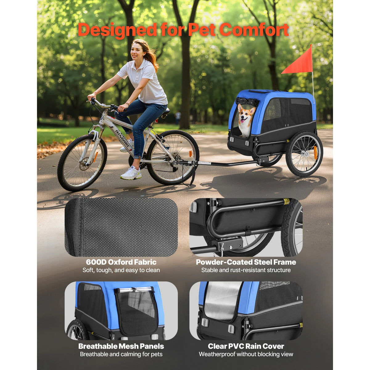 Durable Dog Bike Trailer Quick Release Coupler Secure Pet Cart