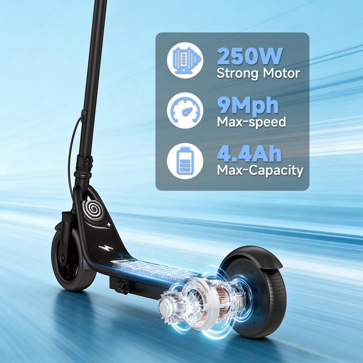 Ladped Kids Electric Scooter With Three Speed Modes Extended Range
