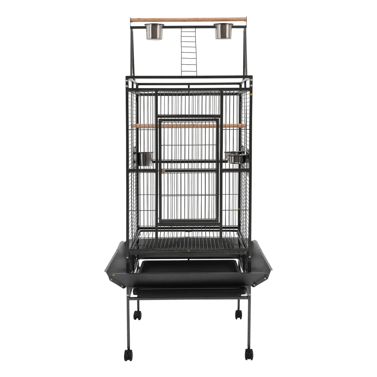 Copper Parrot Cage With Lockable Wheels And Open Playtop