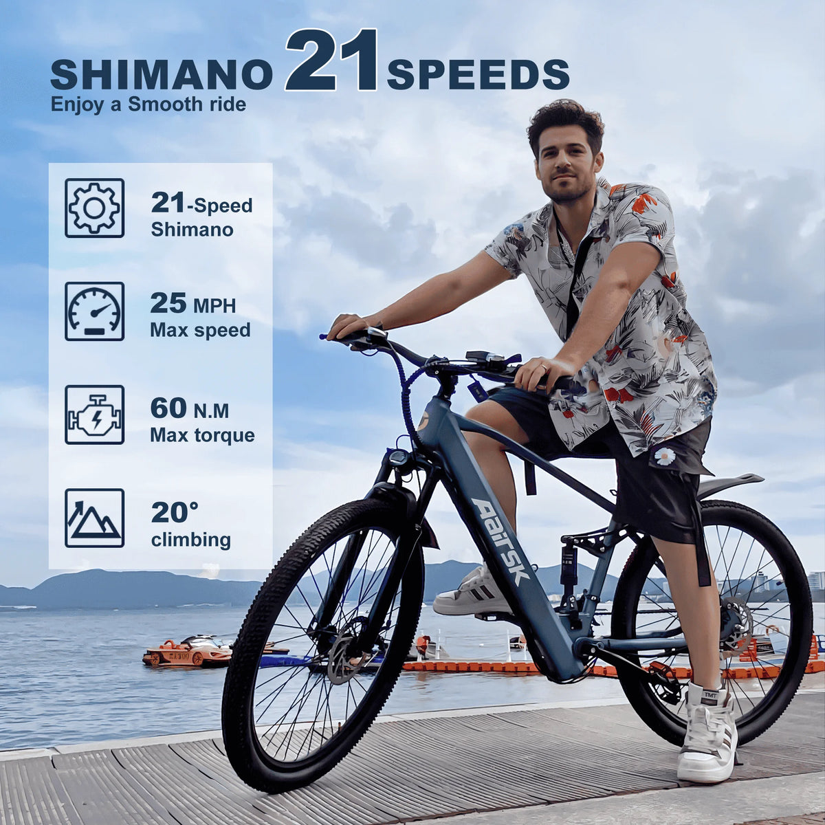 750W Electric Mountain And City Bike With Shimano 21 Speed