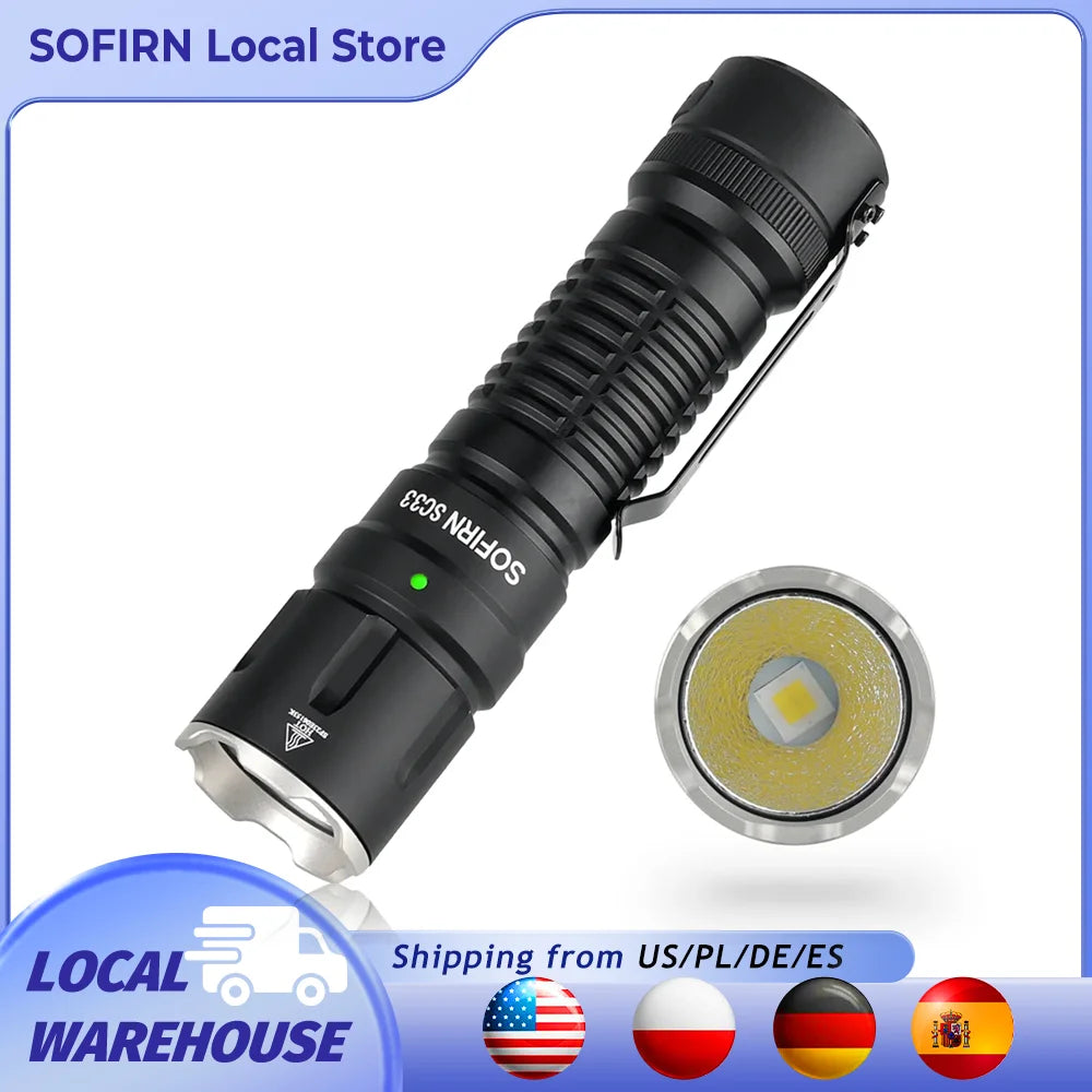 Sofirn SC33 XHP70 LED Flashlight 5200 Lumen Rechargeable Aluminum
