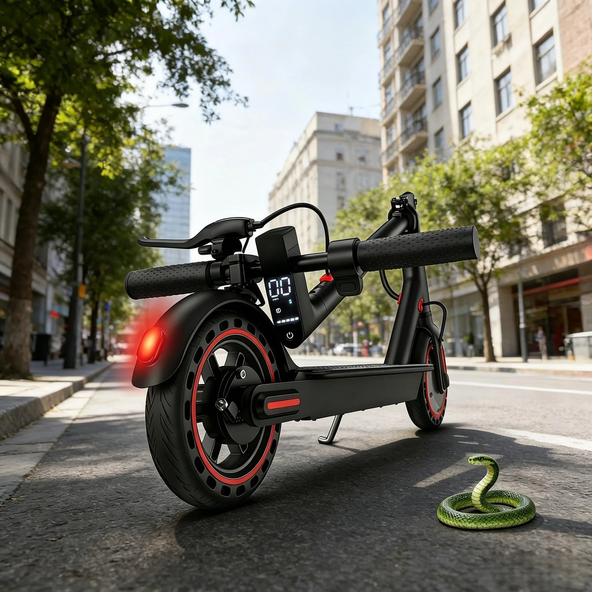 Foldable Electric Scooter, Solid Tires, Dual Brakes And LED Display