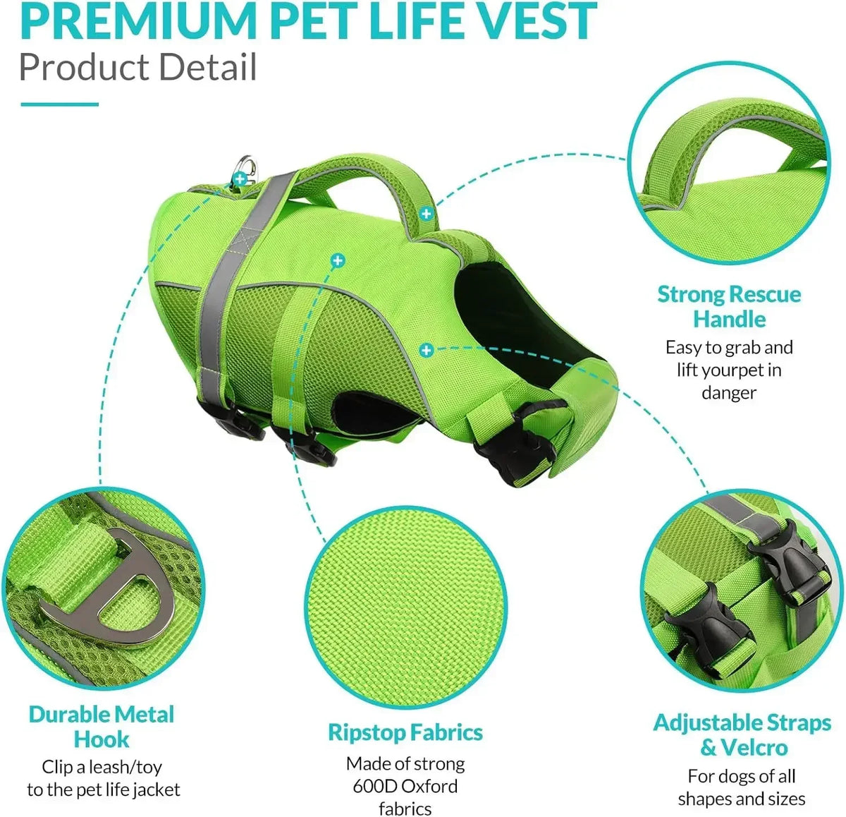 Bxx Durable Dog Life Jacket Featuring Ergonomic Handle For Swimming