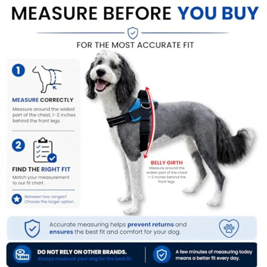 No Pull Reflective Dog Harness Vest With Three Leash Clips