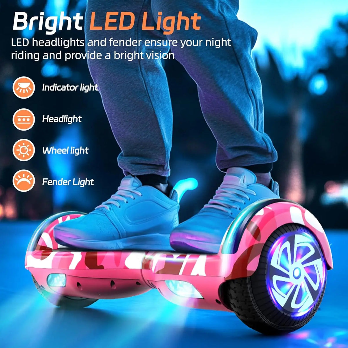 Dual Motor Electric Scooter With Bluetooth And Colorful LED Lights