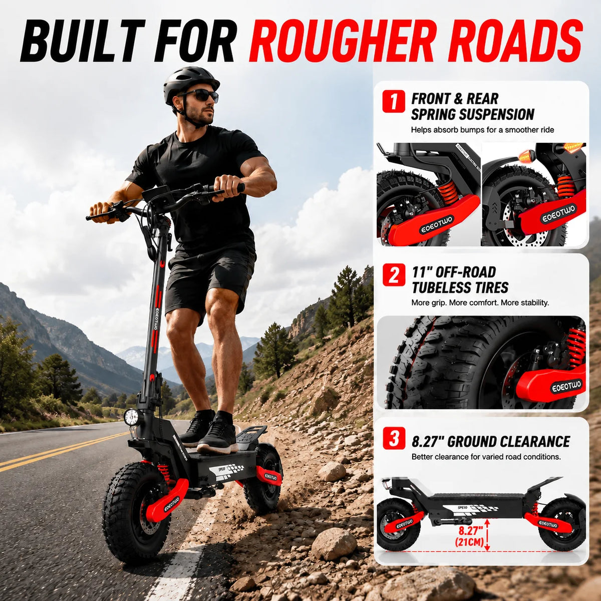 EOEOTWO GT06 Foldable Electric Scooter For Adults With Dual Suspension
