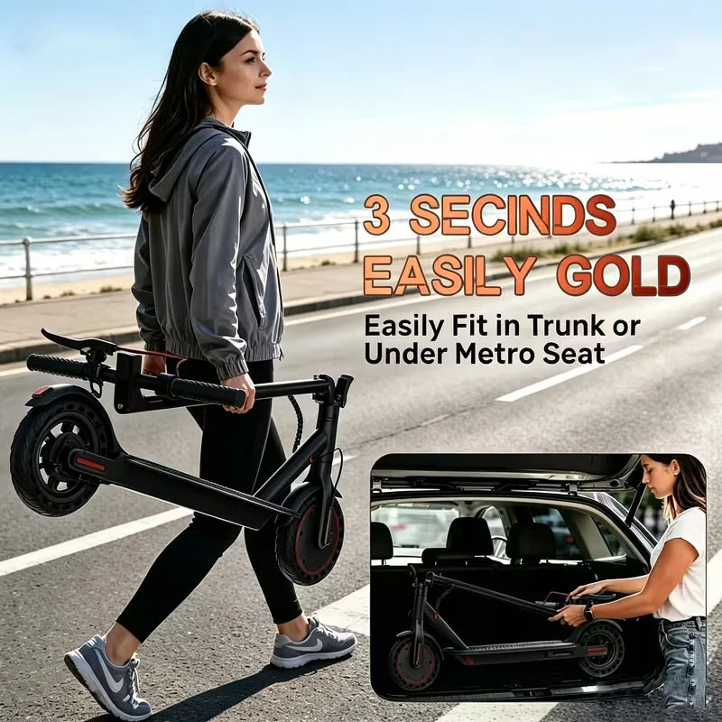Portable Folding Electric Scooter With Solid Tires And LED Lights