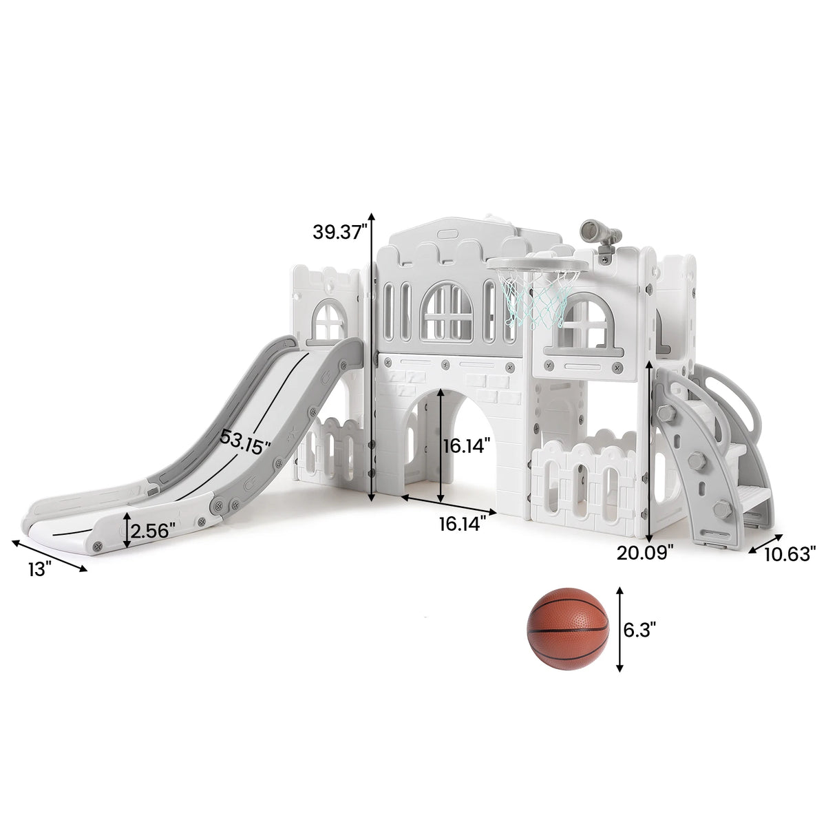 8In1 Toddler Slide Indoor Playground With Climber And Basketball Hoop