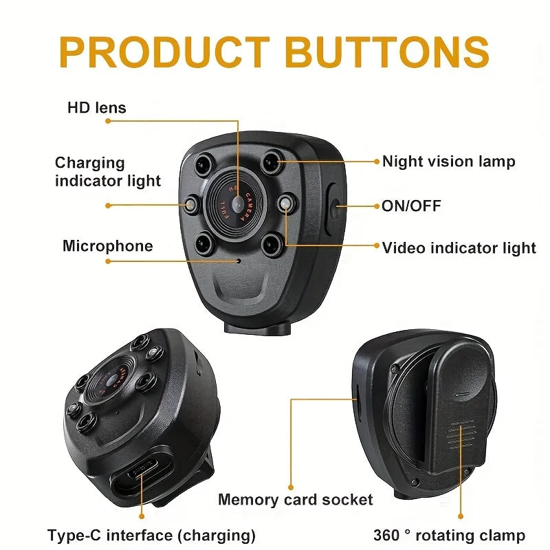 Kaysunlink Mini Body Camera Night Vision Loop Record 1080P