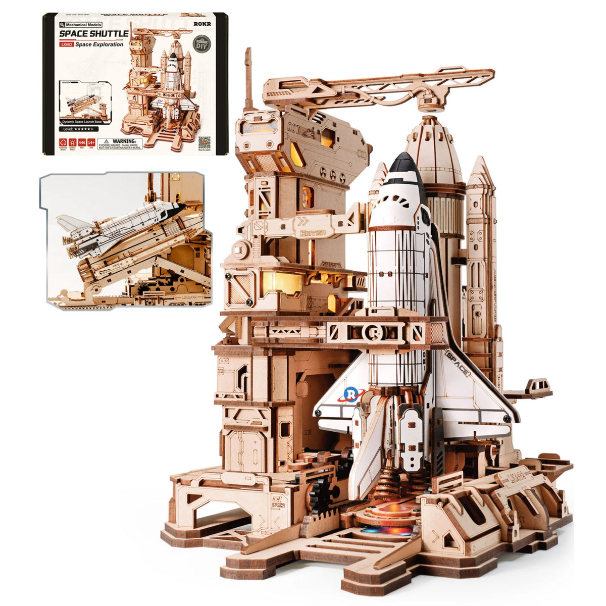ROKR Wooden Space Shuttle Model Building Puzzle Kit