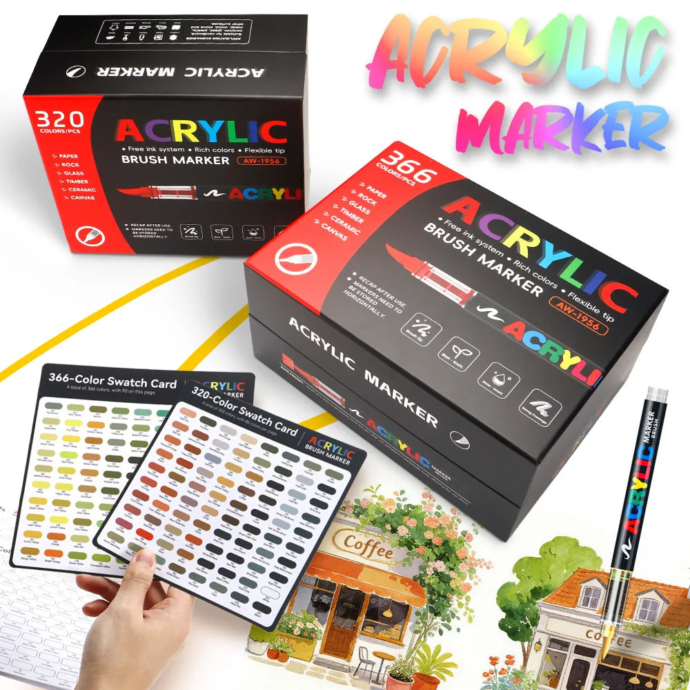 Acrylic Brush Markers for Fabric Rock Ceramic and DIY Crafts