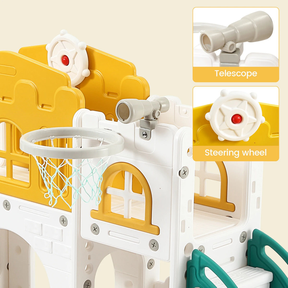 Toddler Indoor Playground Set With Slide And Basketball Hoop