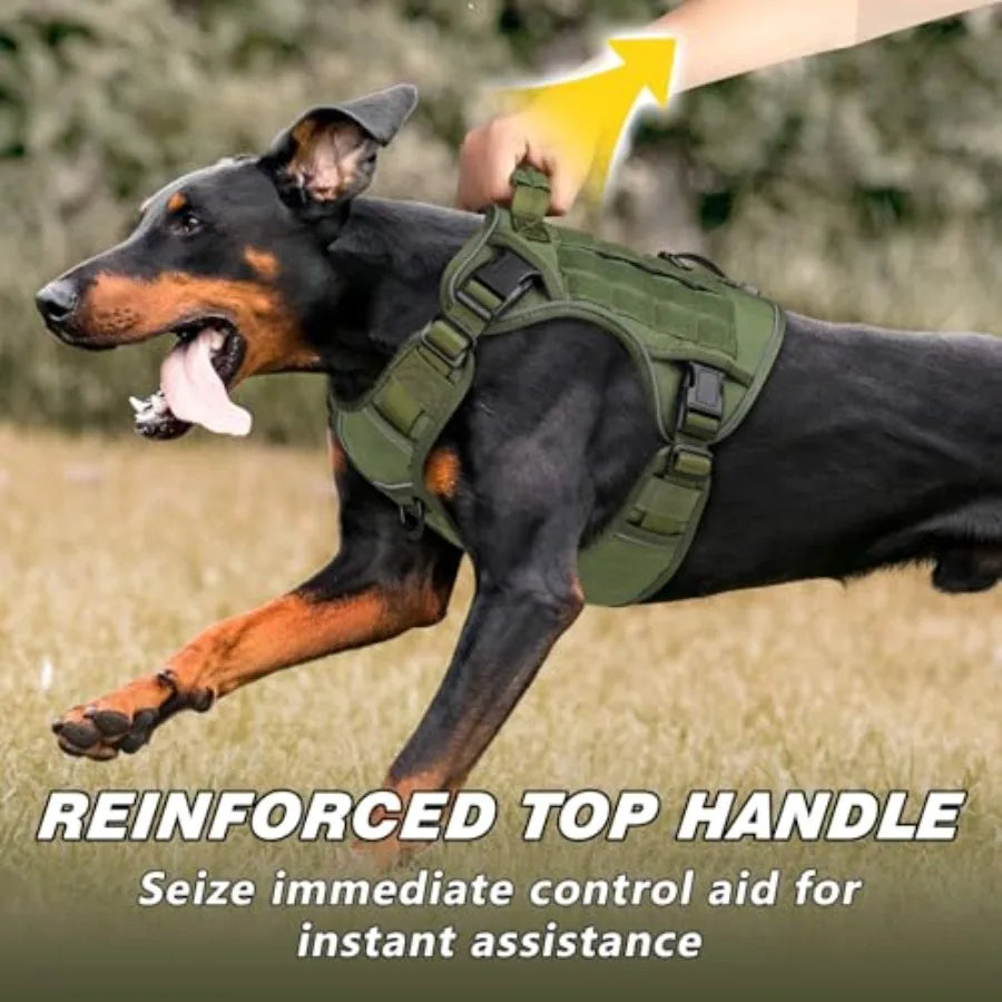 Tactical No Pull Dog Harness With Handle And Reflective Trim