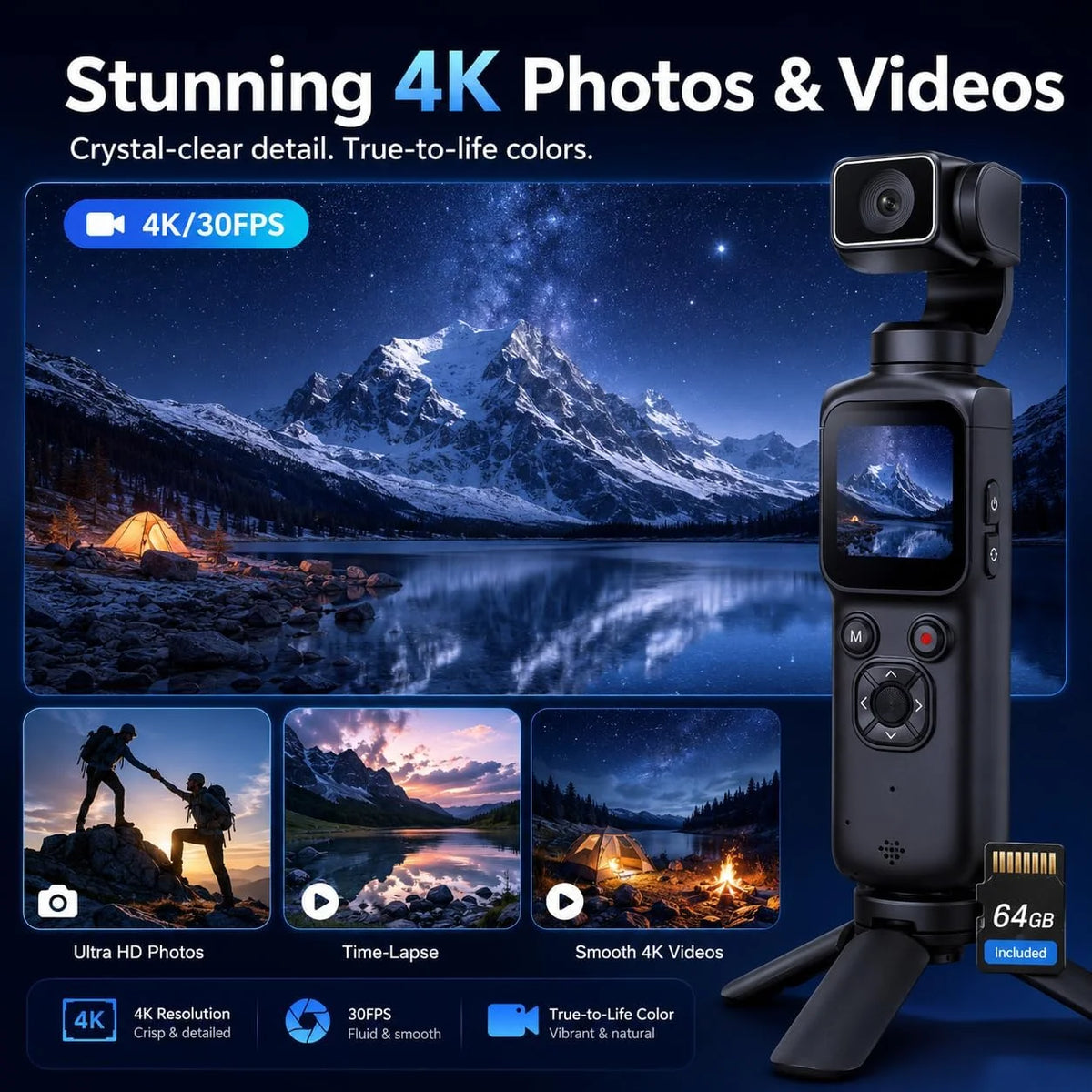 Kaysunlink 4K Pocket Vlogging Camera With Autofocus Touch Screen