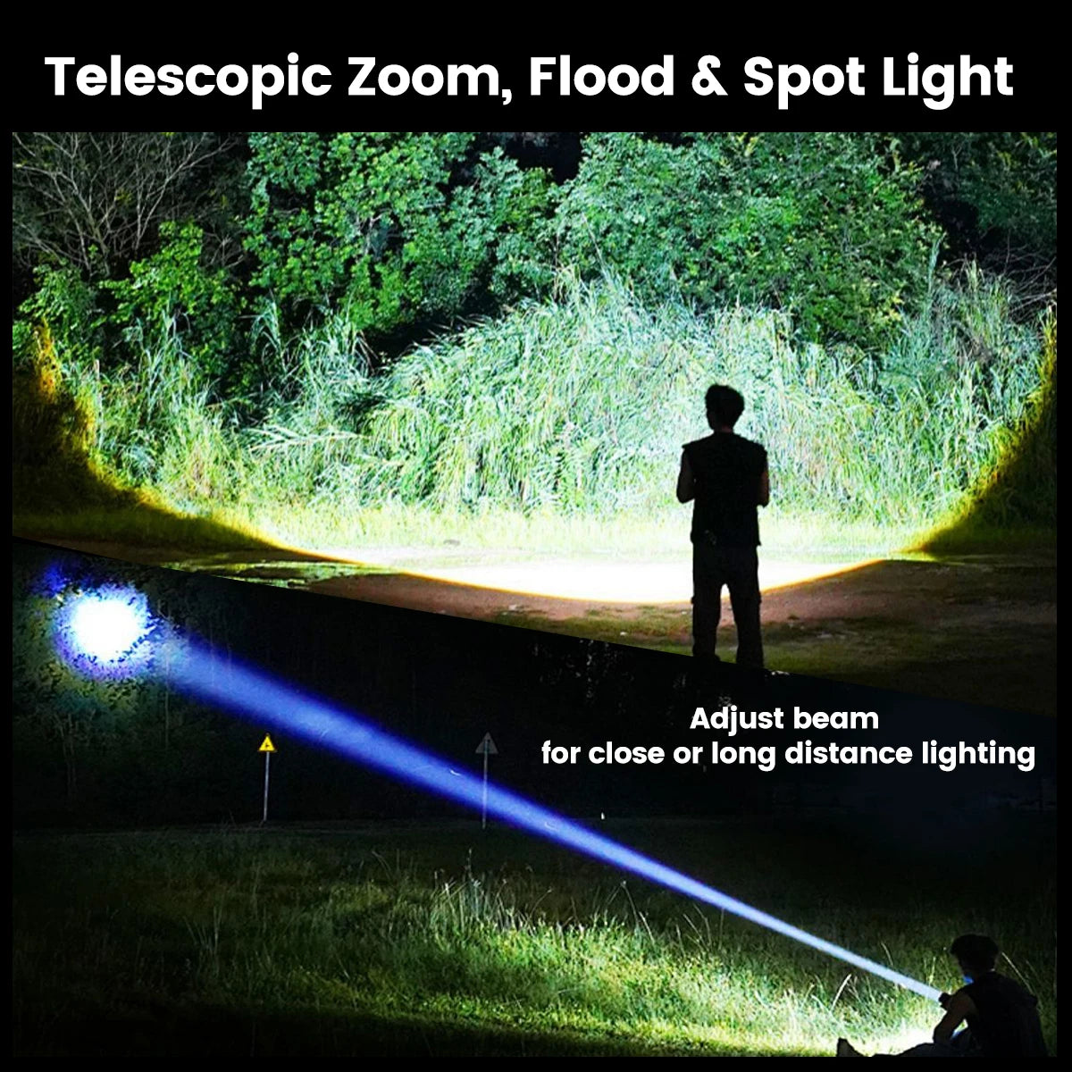 Vastfire Rechargeable IPX6 Waterproof Zoom LED Flashlight Power Bank