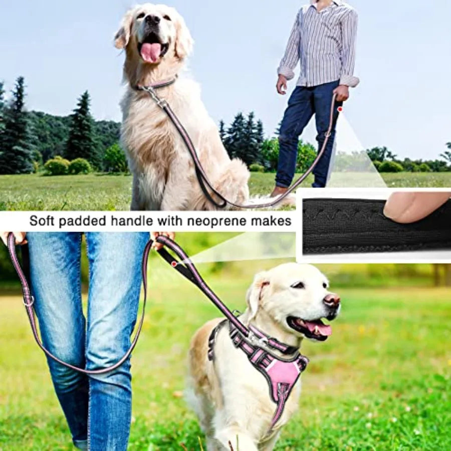 Reflective Nylon Dog Harness Collar And Leash Set No Pull Design