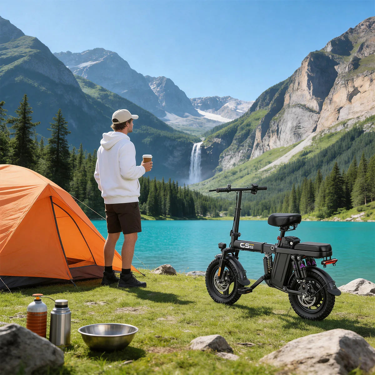 UPlee GS5 500W Folding Electric Bike With Dual Disc Brakes