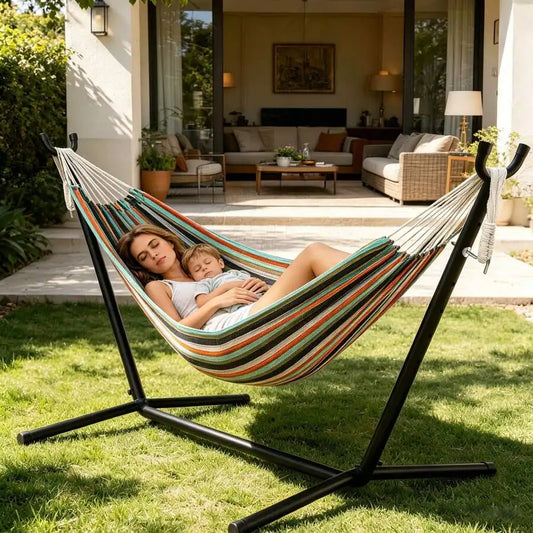 Comfortable Nylon Outdoor Hammock With Portable Steel Stand