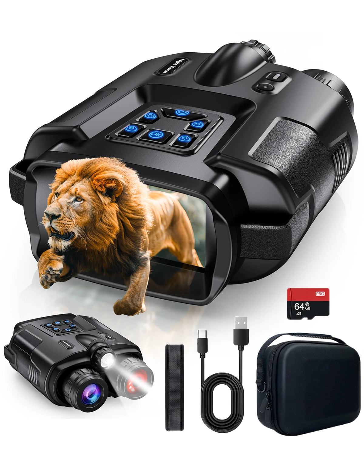 Letcmoi 4K Night Vision Binoculars With Rechargeable Battery And Screen