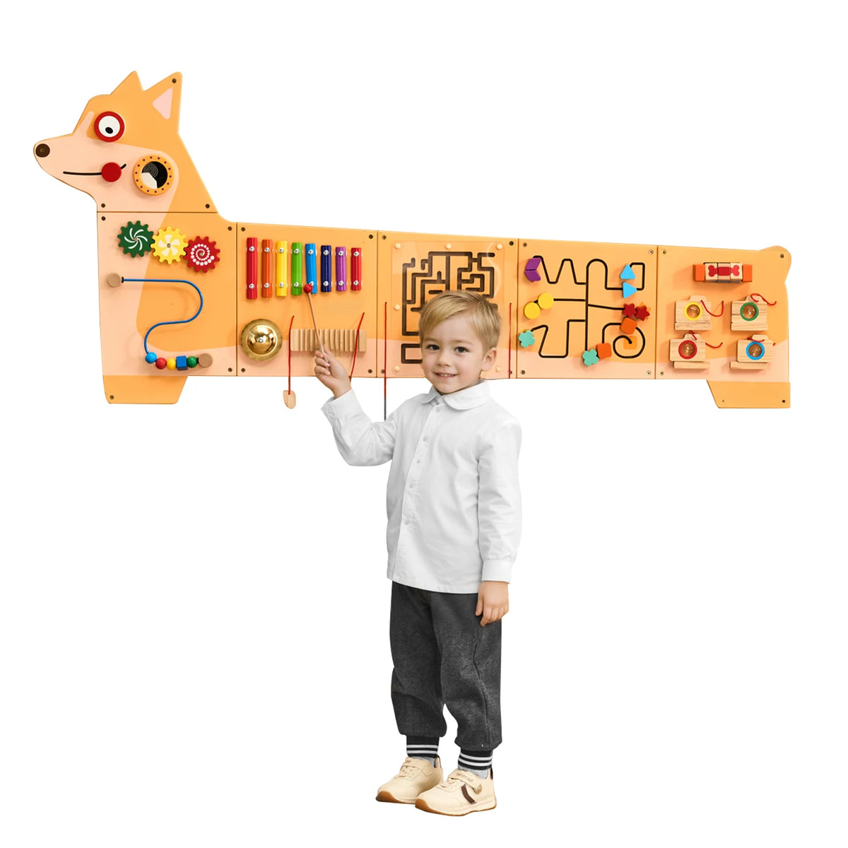 SucceBuy Montessori Activity Wall Panel For Kids Sensory Learning