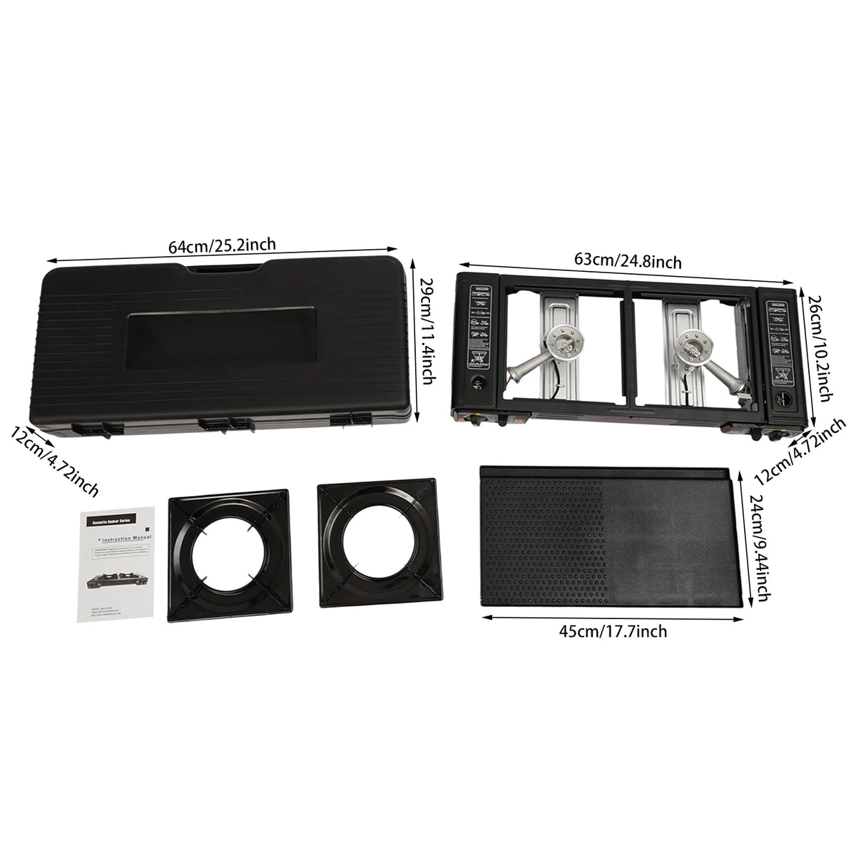 Portable Dual Burner Butane Stove With Auto Ignition Carry Case