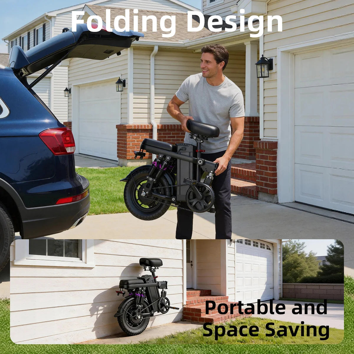 UPlee GS5 500W Folding Electric Bike With Dual Disc Brakes