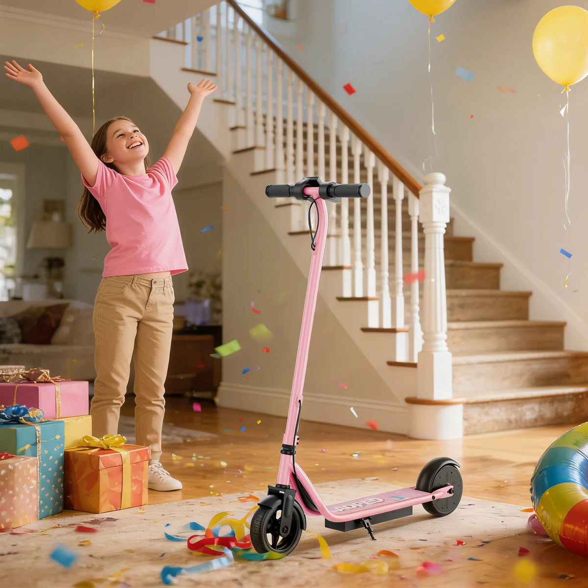 Ladped Kids Electric Scooter With Three Speed Modes Extended Range