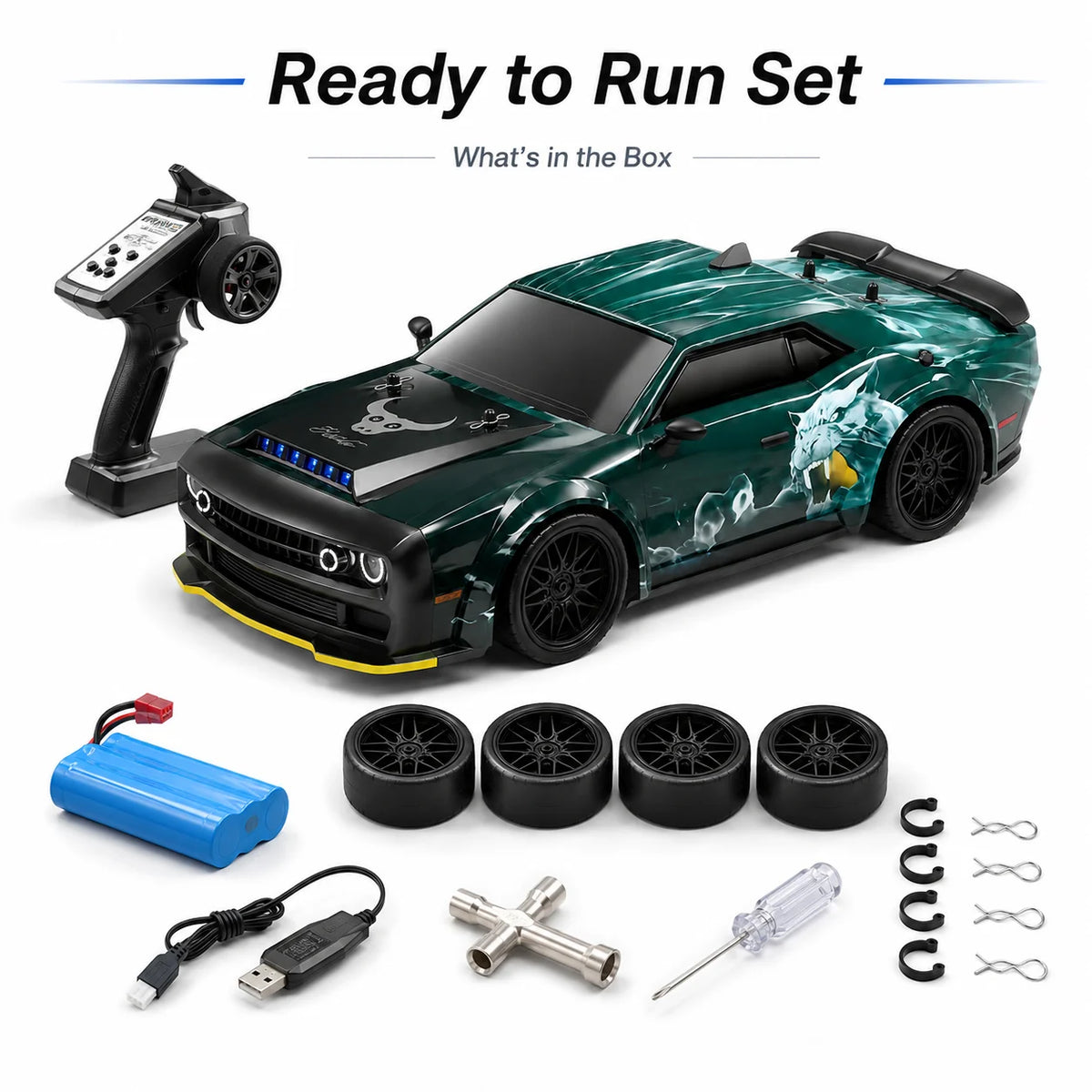 ZNLYRION 4WD RC Drift Buggy Metal Differential With LED Signals