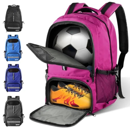 Nylon Soccer Sports Backpack With Ball Holders And Shoe Compartment