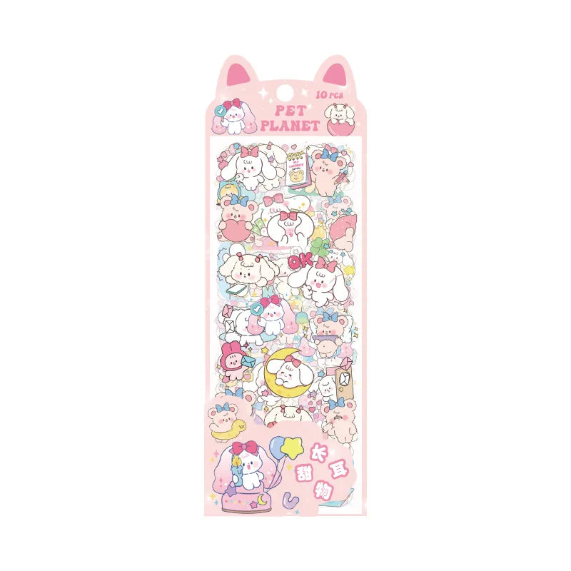 Pet Planet Cartoon Waterproof PVC Stickers for Journals and Crafts