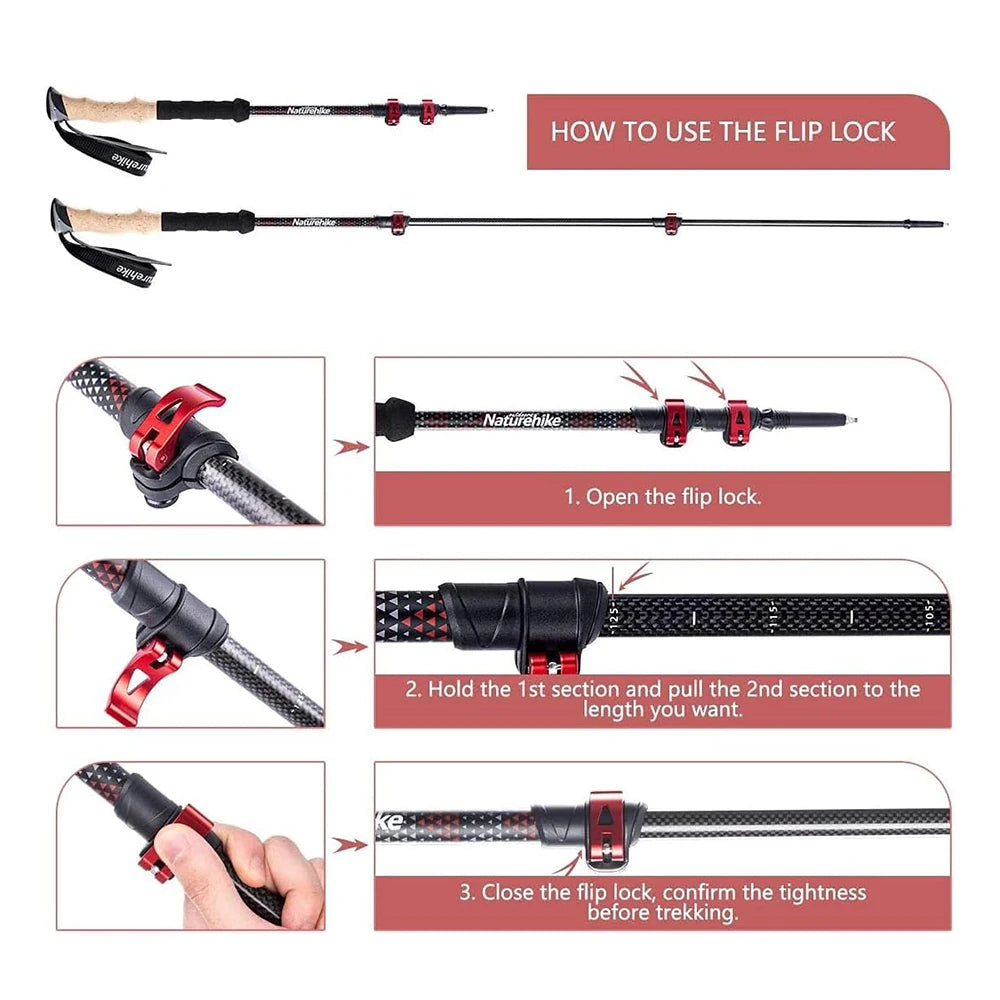 Naturehike Ultralight Carbon Fiber Trekking Poles For Lightweight Outdoor Gear
