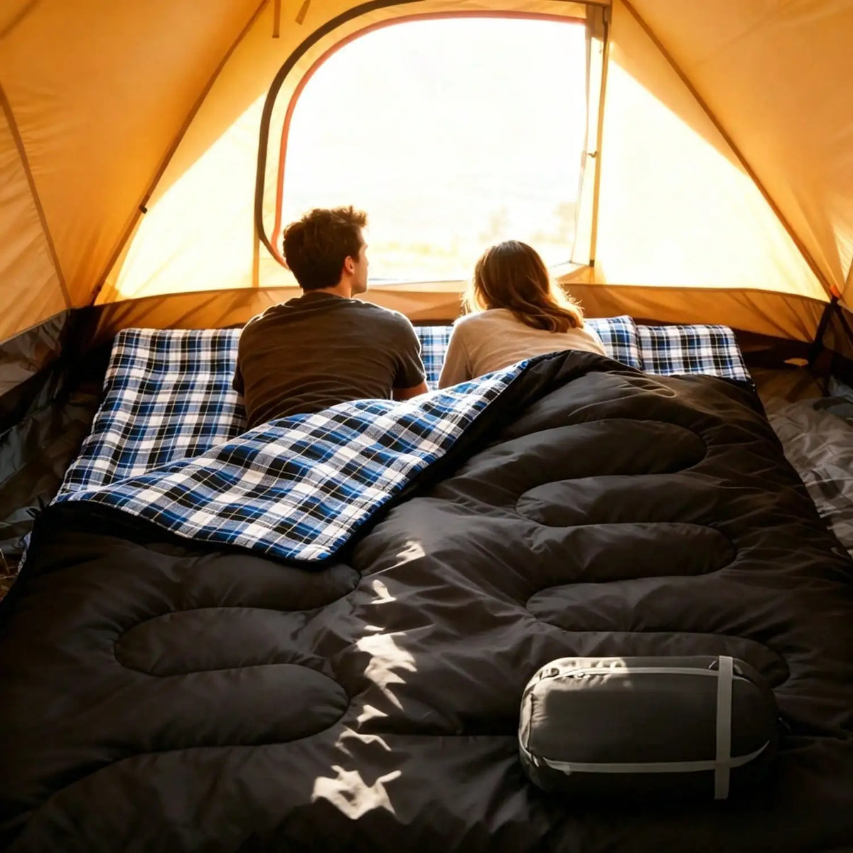 Double Camping Sleeping Bag With Two Pillows For Cold Weather
