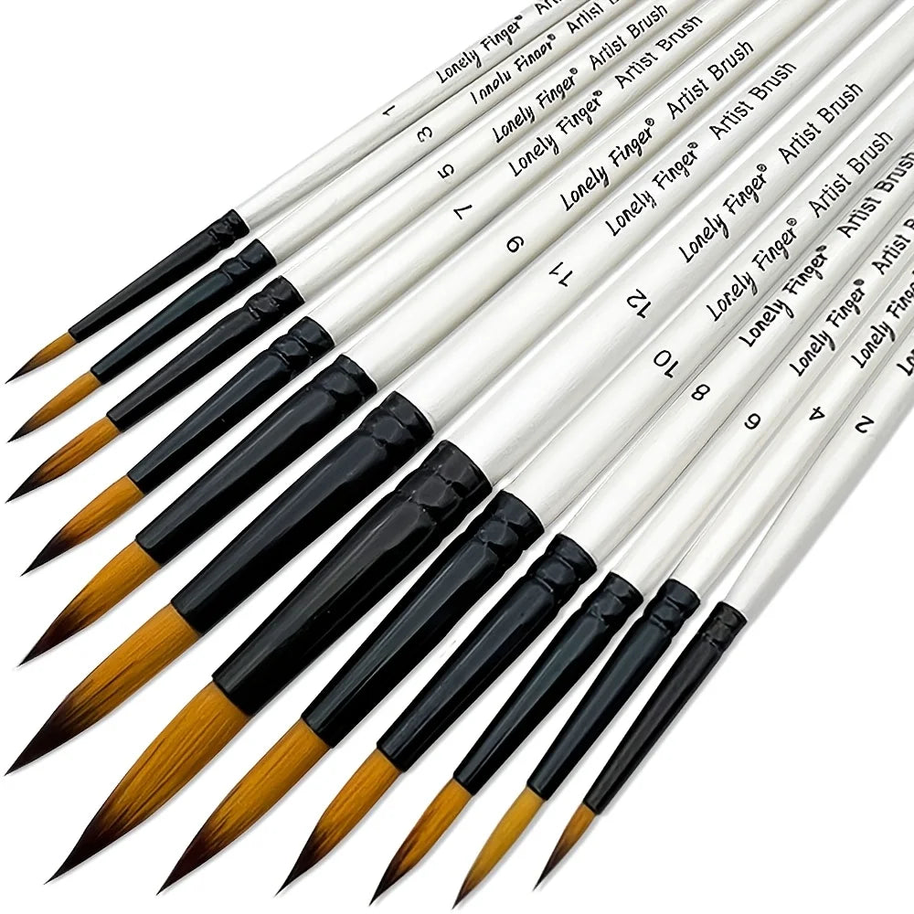 Lonely Finger 12 Piece Synthetic Nylon Artist Paint Brush Set