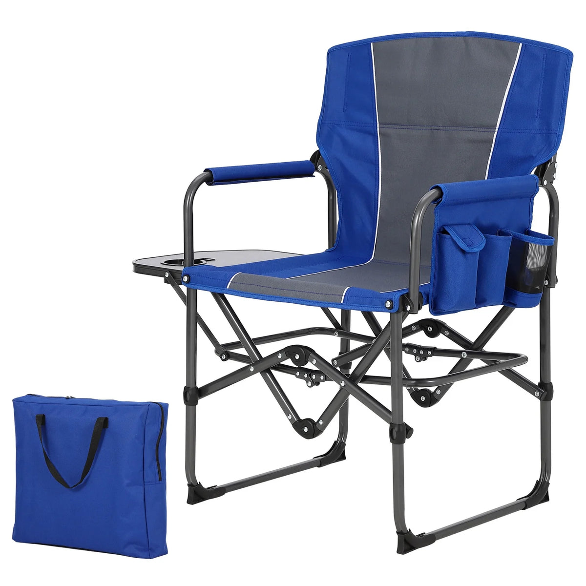HiMiss Heavy Duty Folding Directors Chair Side Table Cup Holder