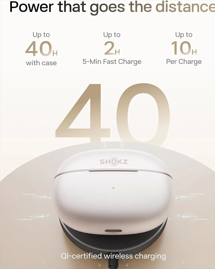 Shokz OpenDots 2 Open-Ear Bluetooth Earbuds With Wireless Charging
