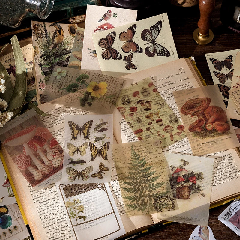Yoofun Vintage Mushroom Plant And Butterfly Stickers For Journals