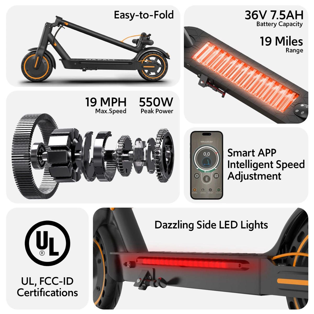 Osboo Foldable Electric Scooter With 550W Motor And App Control