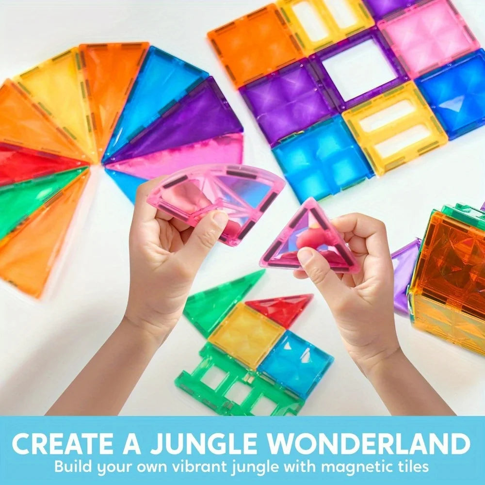 Joyfy Magnetic Building Tiles Construction Set With Vehicle Blocks