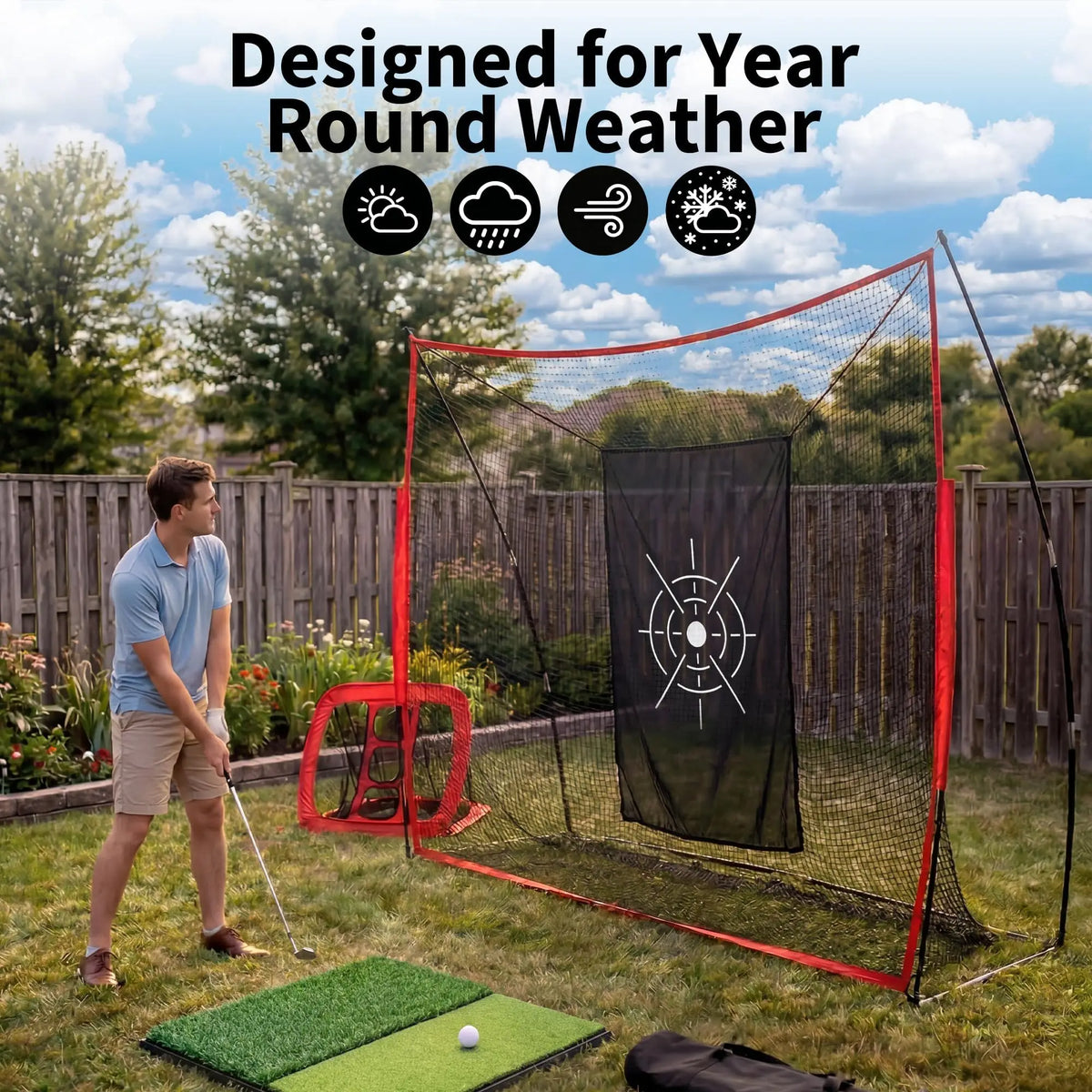HiMISS Golf Practice Hitting Net With Turf Mat And Bag
