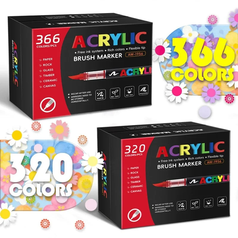 Acrylic Brush Markers for Fabric Rock Ceramic and DIY Crafts