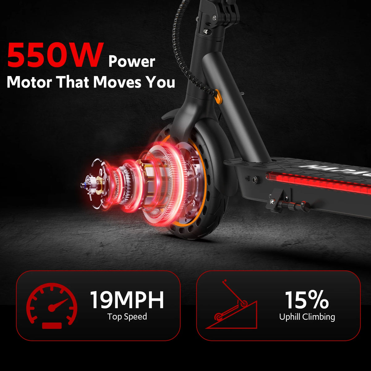 Osboo 550W Folding Electric Scooter With Built In Side Lights