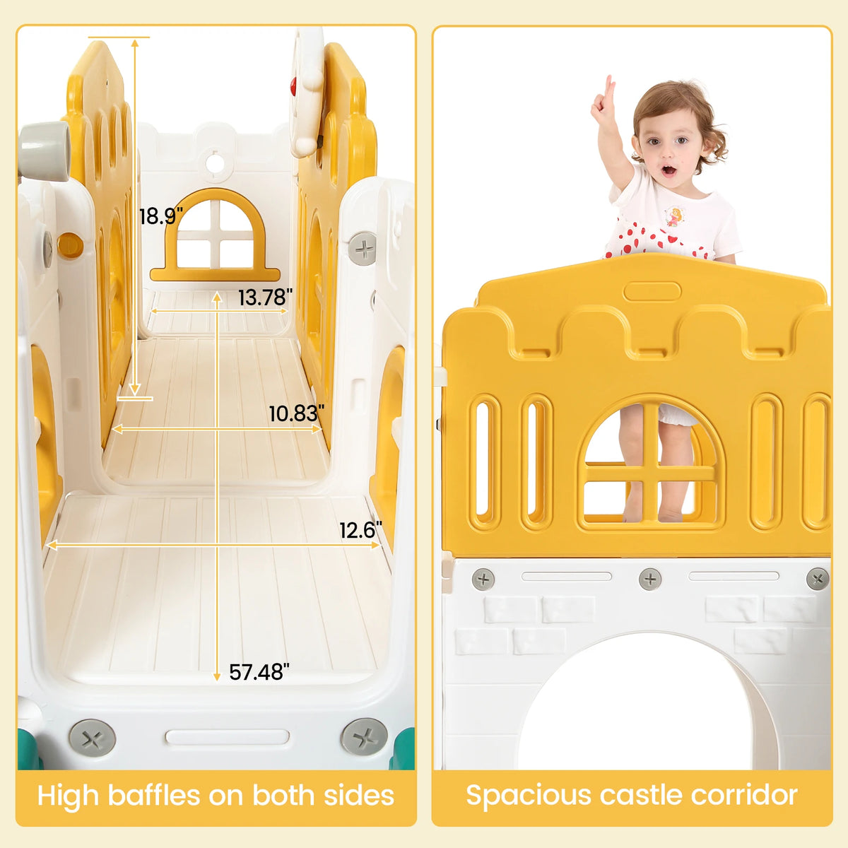 8In1 Toddler Slide Indoor Playground With Climber And Basketball Hoop