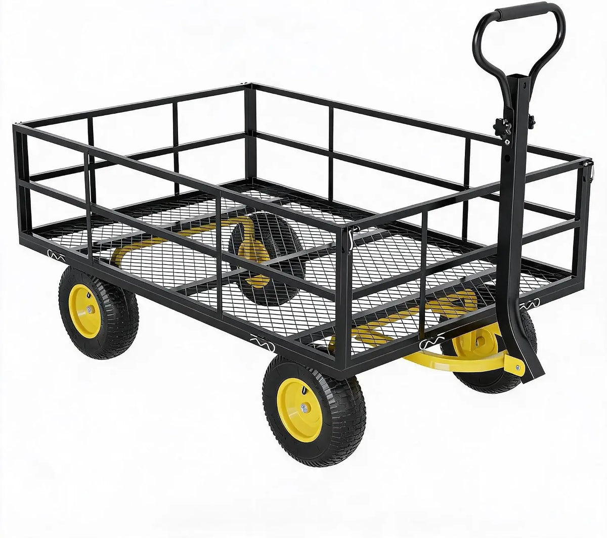 Tacleekii Heavy Duty Steel Garden Wagon With Removable Mesh Sides