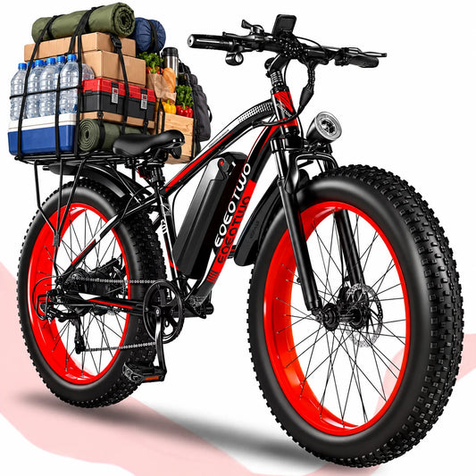 EOEOTWO Electric Bike for Adults, 26 Inch Fat Tire E-Bike, 1500W Peak, 48V 15Ah Removable Battery, 34MPH All Terrain Ebike