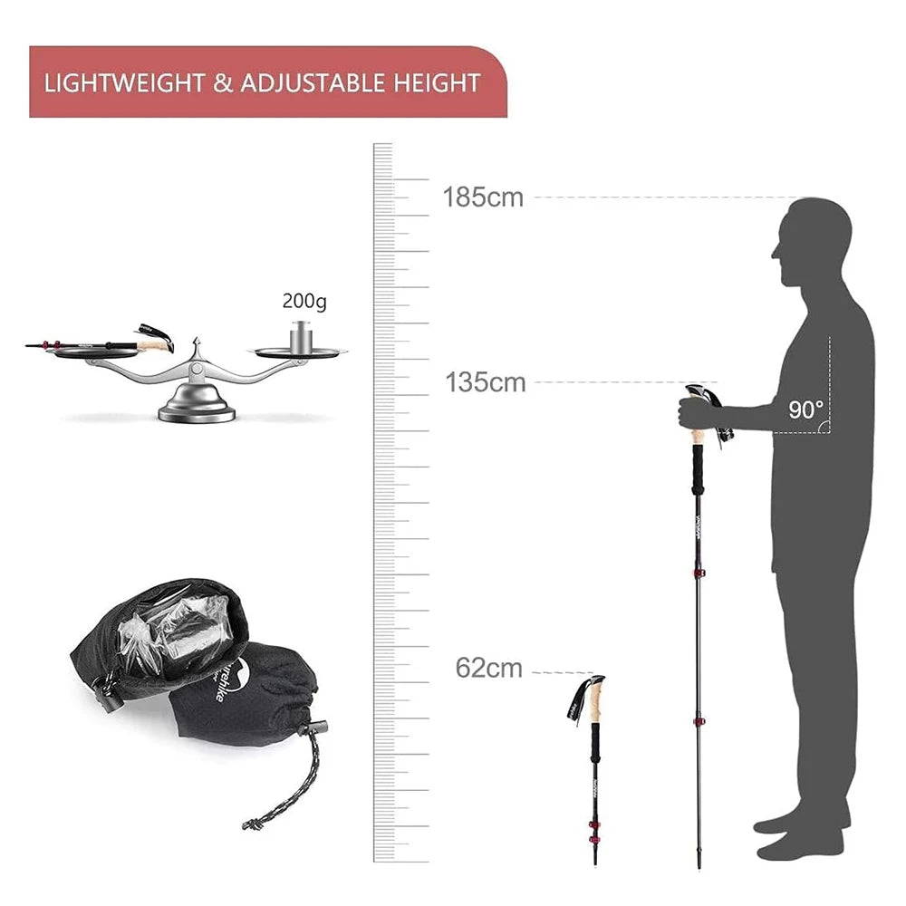 Naturehike Ultralight Carbon Fiber Trekking Poles For Lightweight Outdoor Gear