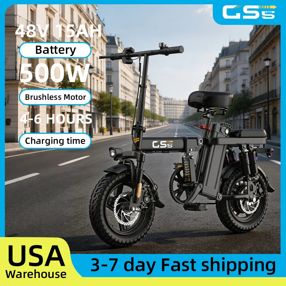 UPlee GS5 500W Folding Electric Bike With Dual Disc Brakes