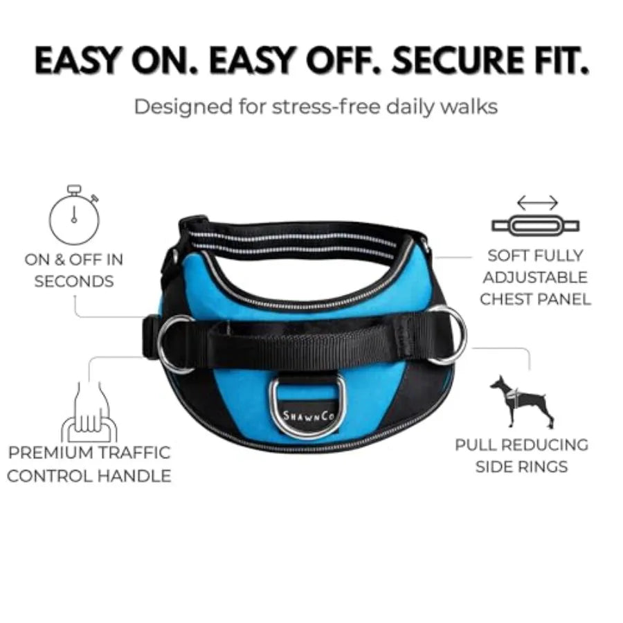 No Pull Reflective Dog Harness Vest With Three Leash Clips