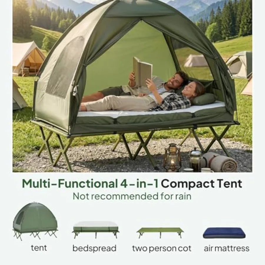 Premium Two Person Foldable Camping Cot Tent With Air Mattress