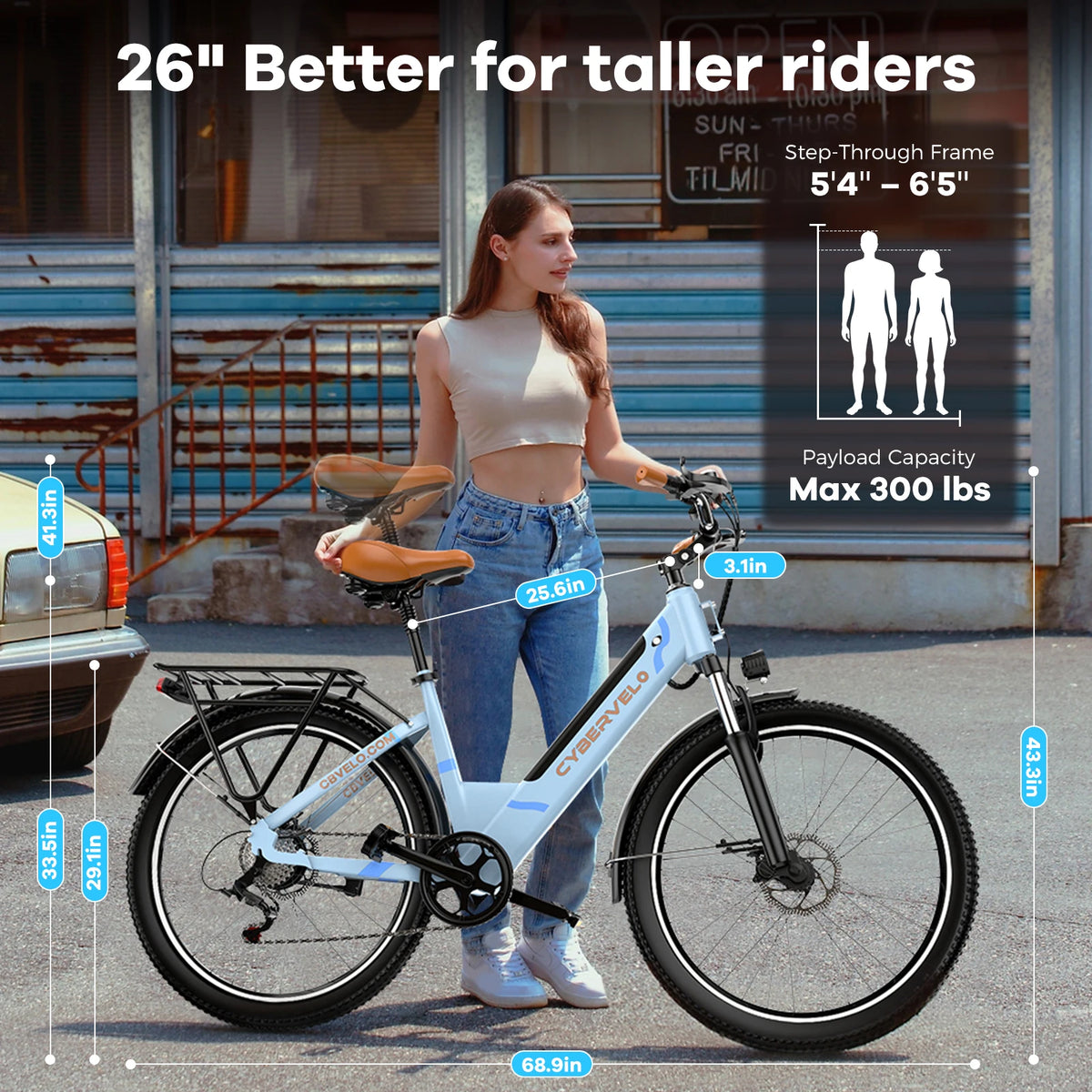 Cybervelo Urban Commute 1000W Electric Bike With Detachable Battery